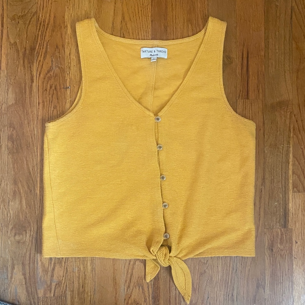 Madewell Texture & Thread Tank Top Womens Medium Mustard Yellow Ribbed Knit